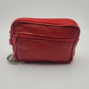 Red Travel Wristlet Double Zip Small Organizer Pouch NWT Supple Festival